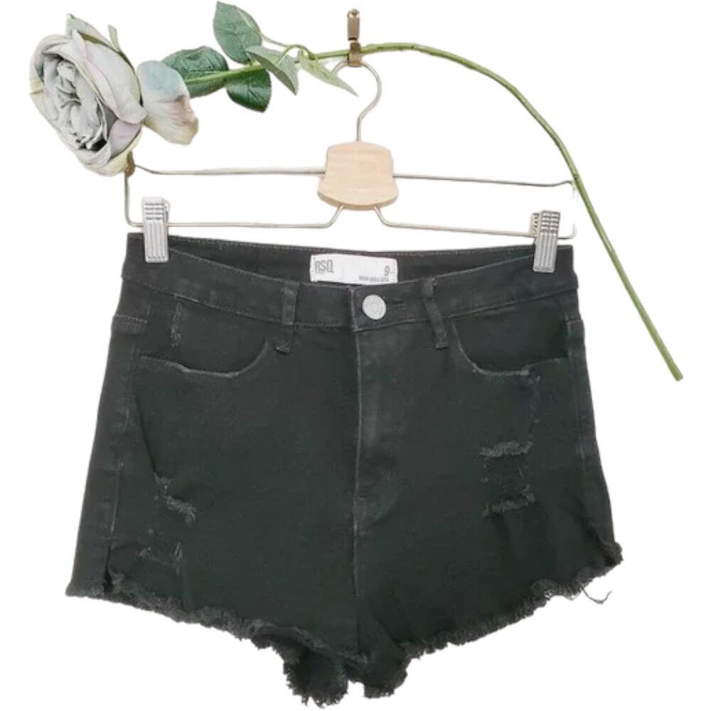 🖤 RSQ Maui High Rise Distressed Black Denim Cut-Off Shorts 29